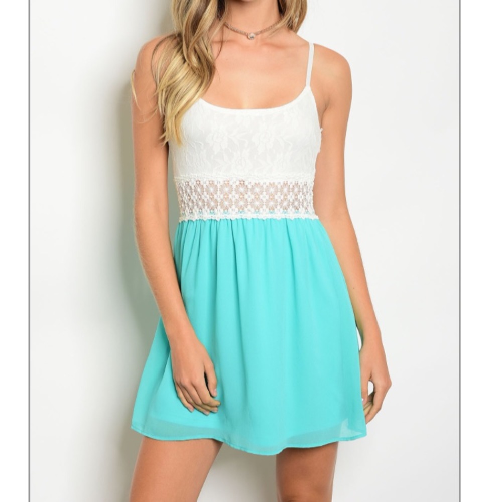 Sale Crochet Dress w Peek-a-Boo lace mid-section